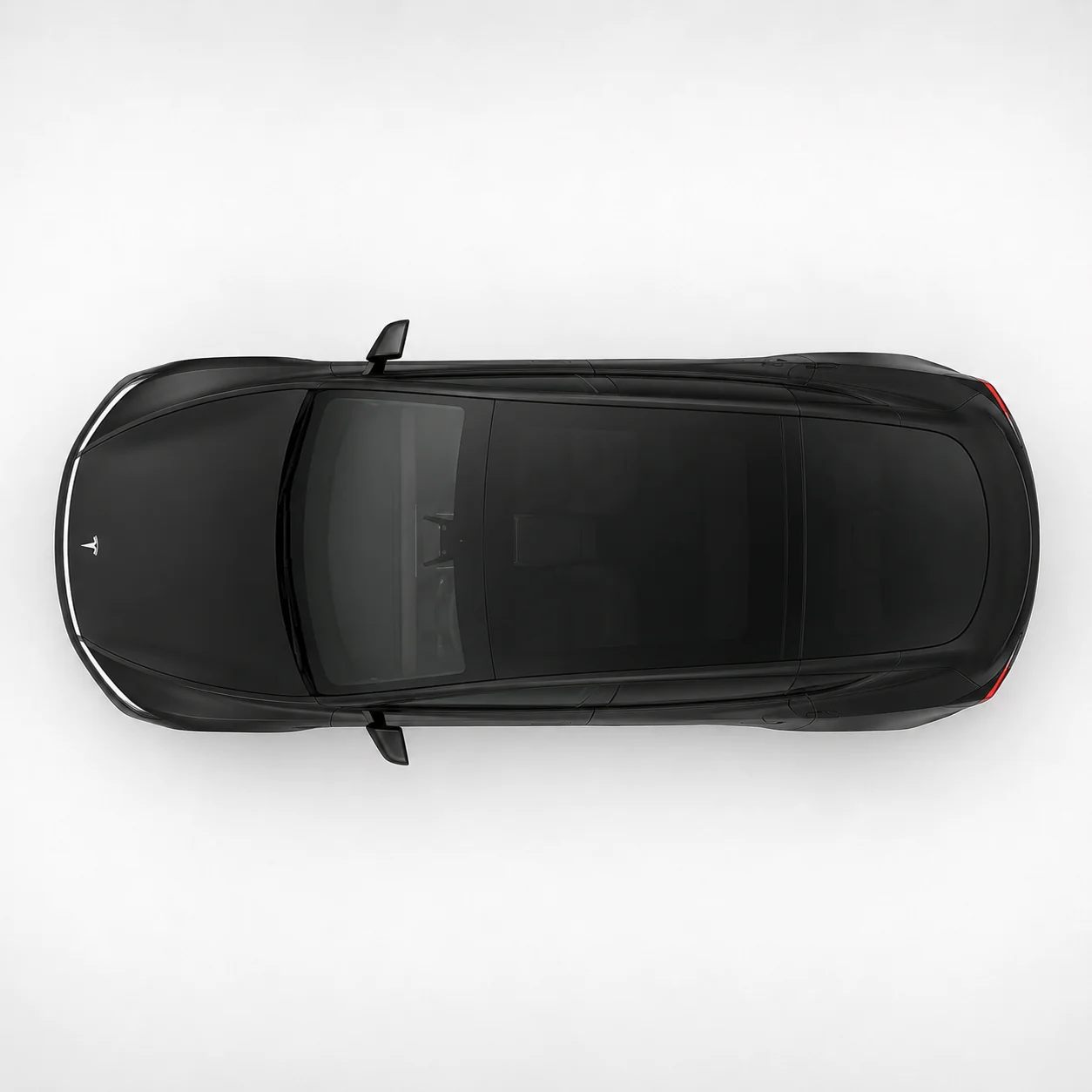 2026 Tesla Model Y top view showing panoramic glass roof