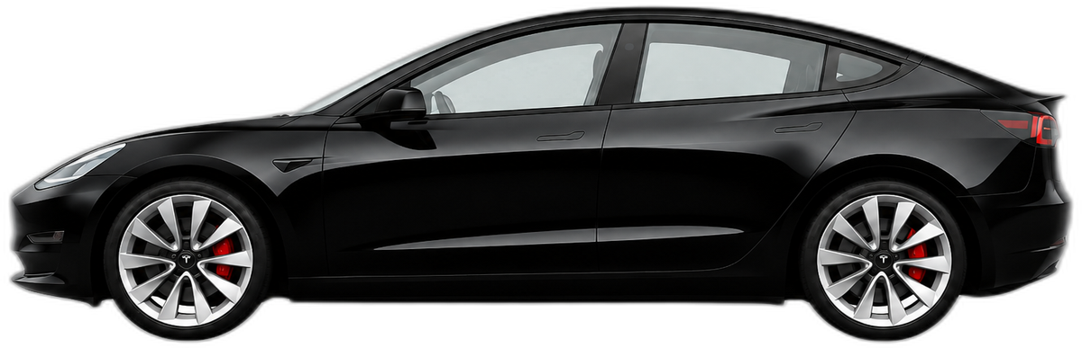 Tesla Model 3 Long Range, black, side profile