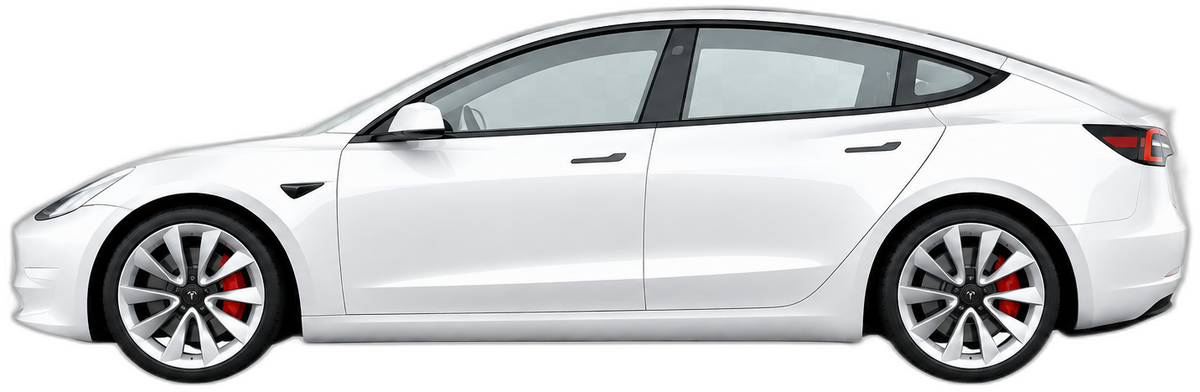 Tesla Model 3 Long Range, pearl white, side profile